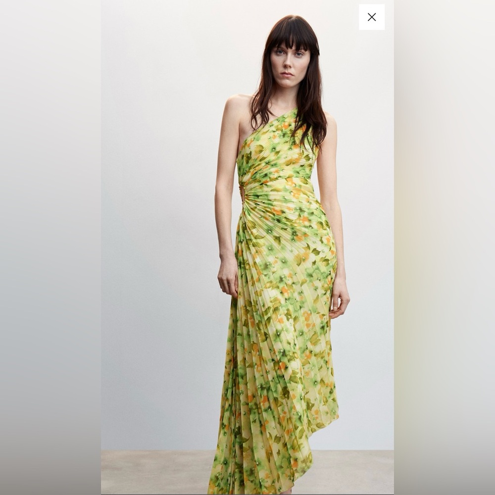 Mango Asymmetric Pleated Dress